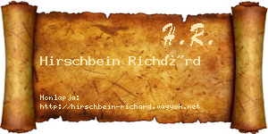 Hirschbein Richárd névjegykártya